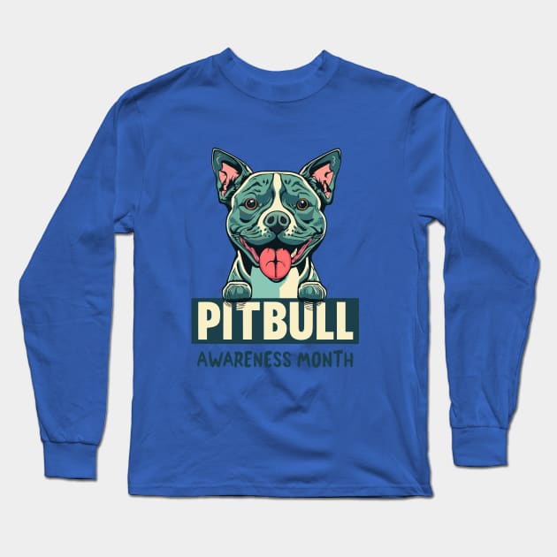 National Pitbull Awareness Month – October Long Sleeve T-Shirt by irfankokabi